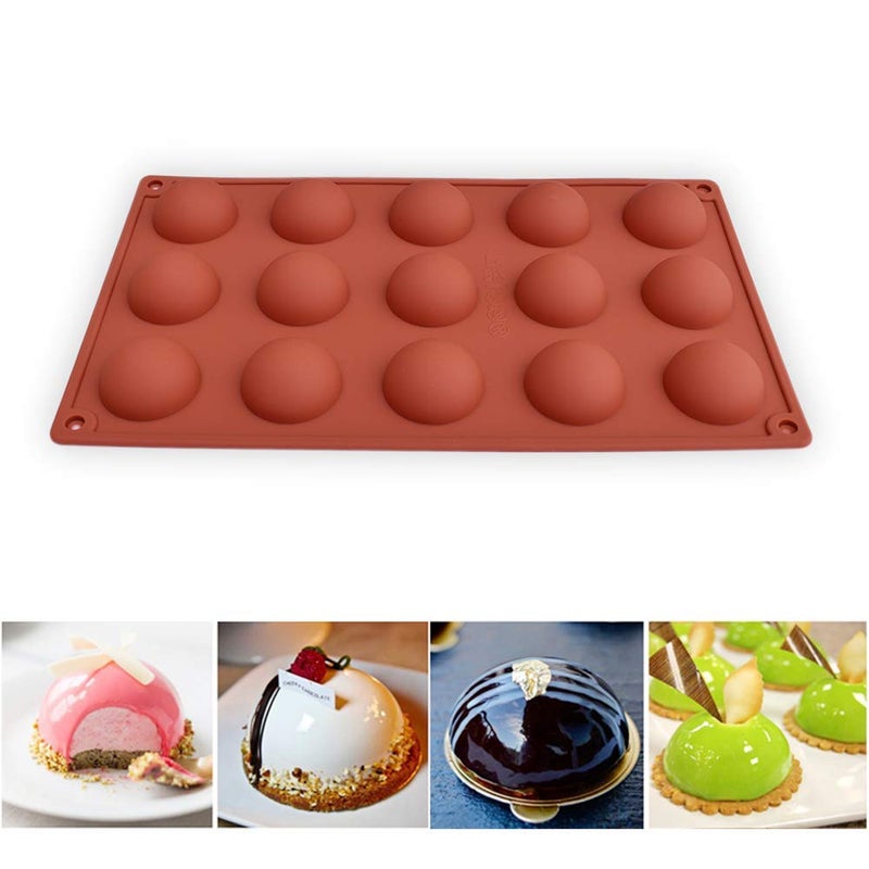 homEdge Small 15-Cavity Semi Sphere Silicone Mold, 3 Packs Baking Mold for Making Chocolate, Cake, Jelly, Dome Mousse-1.5 inches (Diameter) Pay Attention to the Size - Image 2